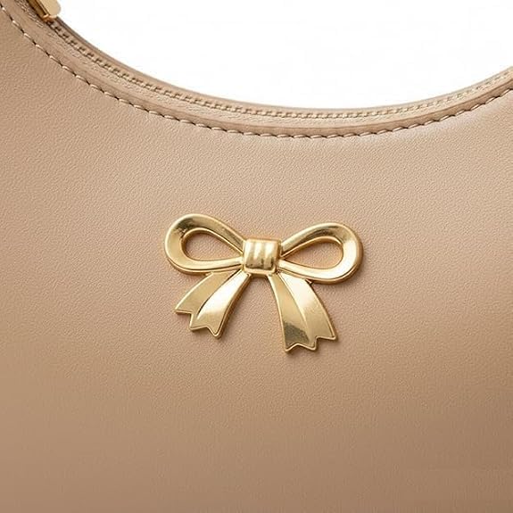 Image of Sky Magic Stylish Bag Women's Hobo Shoulder Bag with Bow Detail, Faux Leather Crossbody Handbag for Women