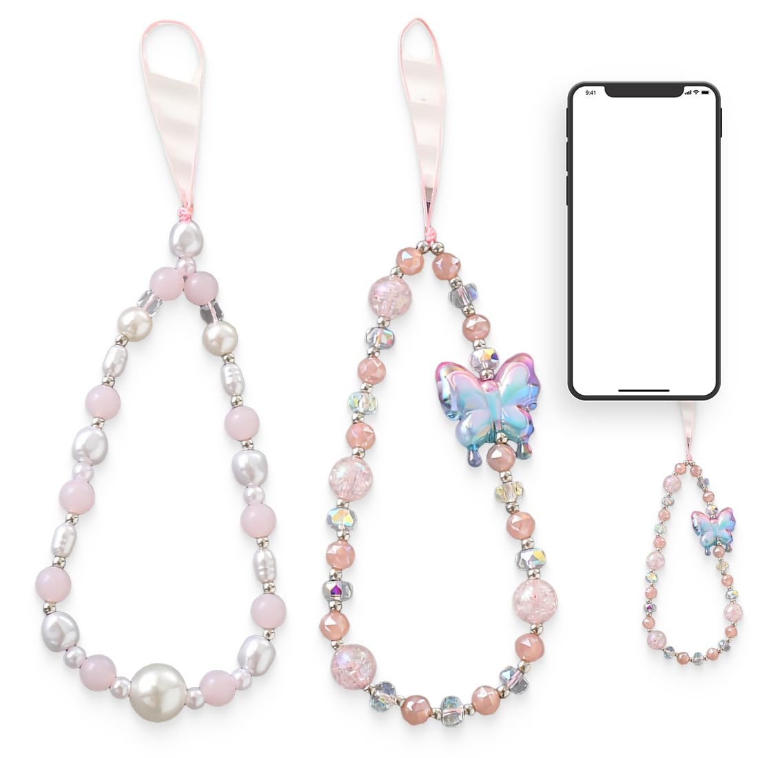 2pcs Dragonne De Téléphone En Perles,Bijoux De Telephone