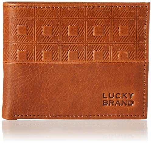 Portefeuille RFID Lucky Brand en relief marron pour homme contre le piratage