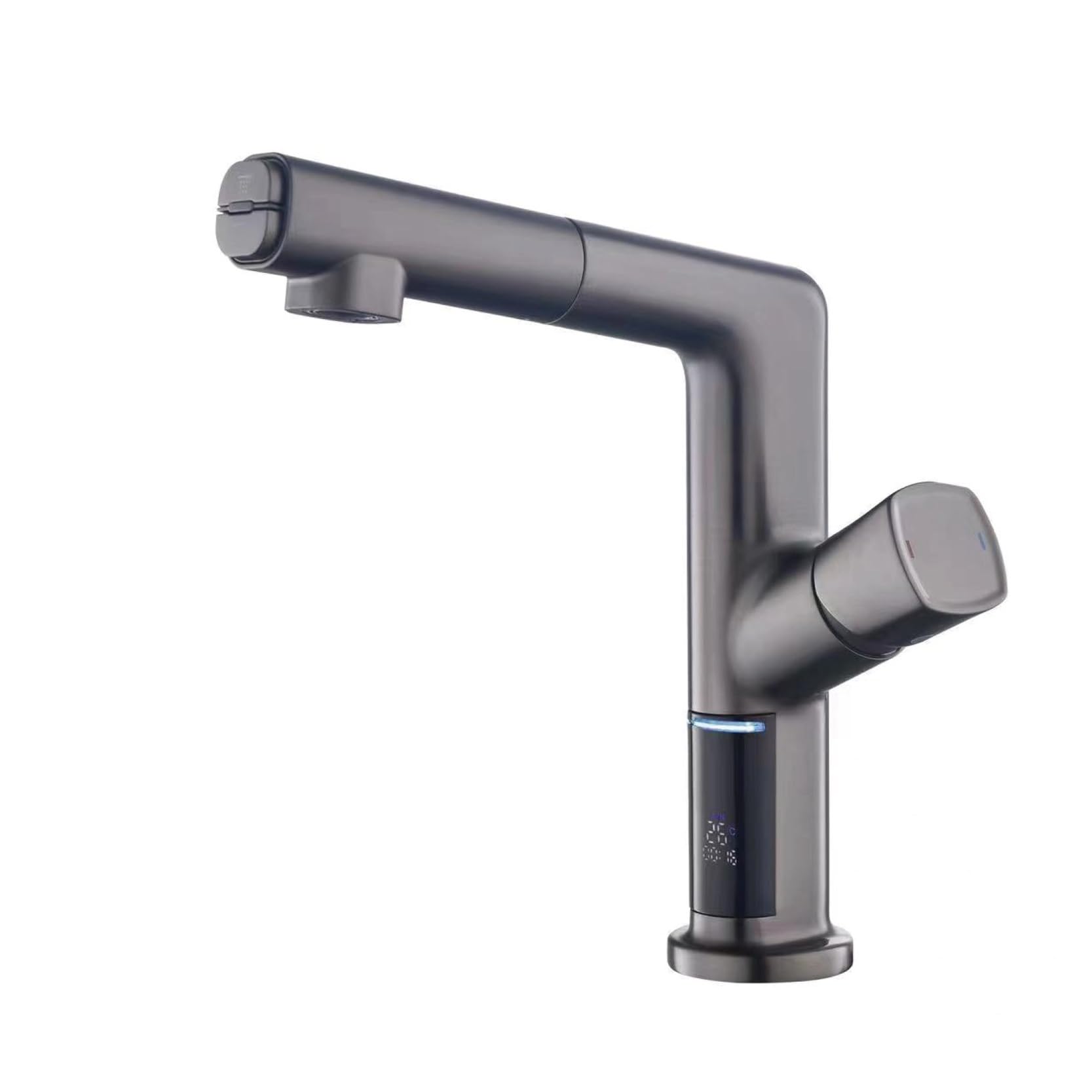 Robinet de salle de bain affichage numérique mitigeur lavabo extractible eau chaude froide