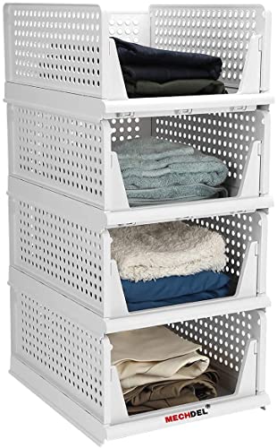Image of AEXONIZ Wardrobe Organizer Foldable and Stackable Multipurpose Plastic Organizers for Clothes Shirts Tops and Shelf Space Usage for Home Organization and Storage (Multicolour, PACK OF 4)