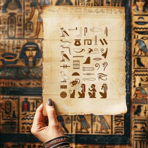 GLOBLELAND Egyptian Hieroglyphs Words Ancient Glyphs Alphabet Magic Runes Card Making Clear Stamp, 16 cm x 11 cm - Image 3