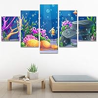 SIGNWIN 5 Panel Canvas Wall Art Modern Art Decorative Elements Fun Illustration Illustrations Kids Multicolor for Home Decorations Ready to Hang - 60