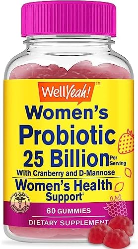WellYeah 25 Billion Probiotics for Women with Cranberry and D-Mannose Gummies - Vaginal Health, Digestive Support, Gut Health, and Feminine Health - Womens Probiotic with 12 Strains - 60 Gummies