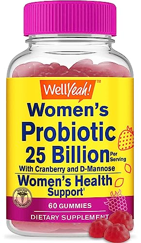 Wellyeah 25 Billion Probiotics For Women With Cranberry And D-Mannose Gummies - Vaginal Health, Digestive Support, Gut Health, And Feminine Health - Womens Probiotic With 12 Strains - 60 Gummies #TOP1