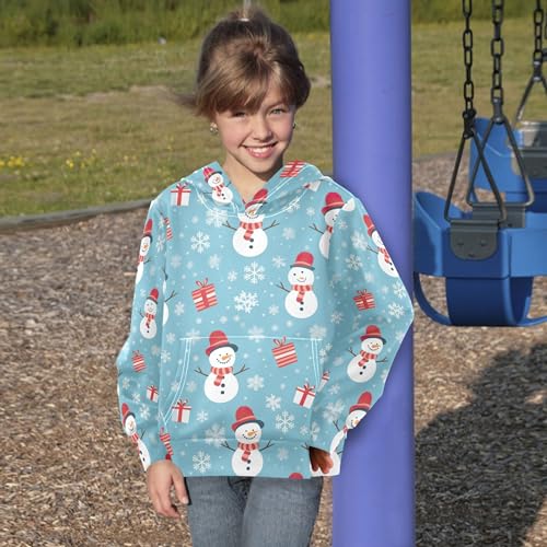 Kids Hoodies Sweaters Christmas Xmas Snowman Hooded Sweatshirts with Big Pockets for Boys Girls B04000704