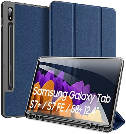 Case for Samsung Galaxy Tab S8 Plus / S7 Plus / S7 FE 12.4 inch, DUX DUCIS Slim Lightweight Trifold Stand [Auto Sleep/Wake] Protective Cover Cases for Samsung Galaxy Tab S8+ / S7 Plus / S7 FE, Blue