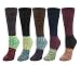 Santwo Color Block Warm Wool Blend Knited Lace Trim Hold-up Boot Crew Socks Winter Leg Warmer 5 Pairs