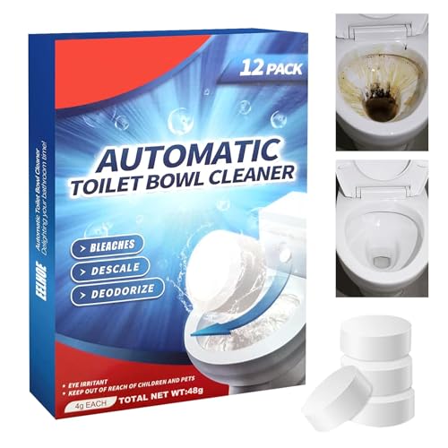 Pestañas de acción de espuma de inodoro, 12 piezas de limpiador de inodoro, pastillas limpiadoras de inodoro, descalcificador de inodoro, tabletas limpiadoras de inodoro, limpiador de lejía, limpiador