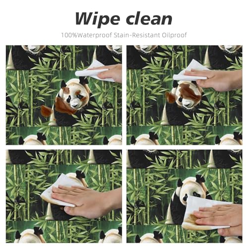 Nappe ronde panda élastique en polyester résistant pour table de cuisine