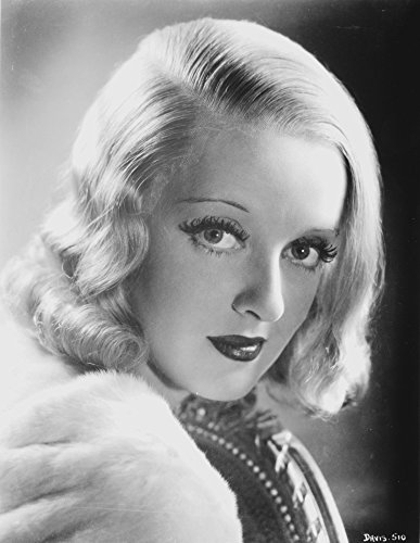 Bette Davis Portrait in White Fur Coat and Black Underclothes in Finger Curl Hairstyle Photo Print (8 x 10)