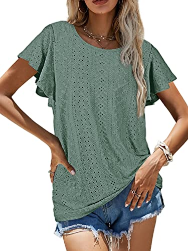 Womens Tshirts Loose Fit Crew Neck Summer Juniors Tops Deepgreen Xxl #TOP2