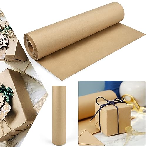 Kleemeiero Rollo Papel Kraft 60CM * 30M Papel de Estraza Rollo Marrón Natural Rollo de Papel de...