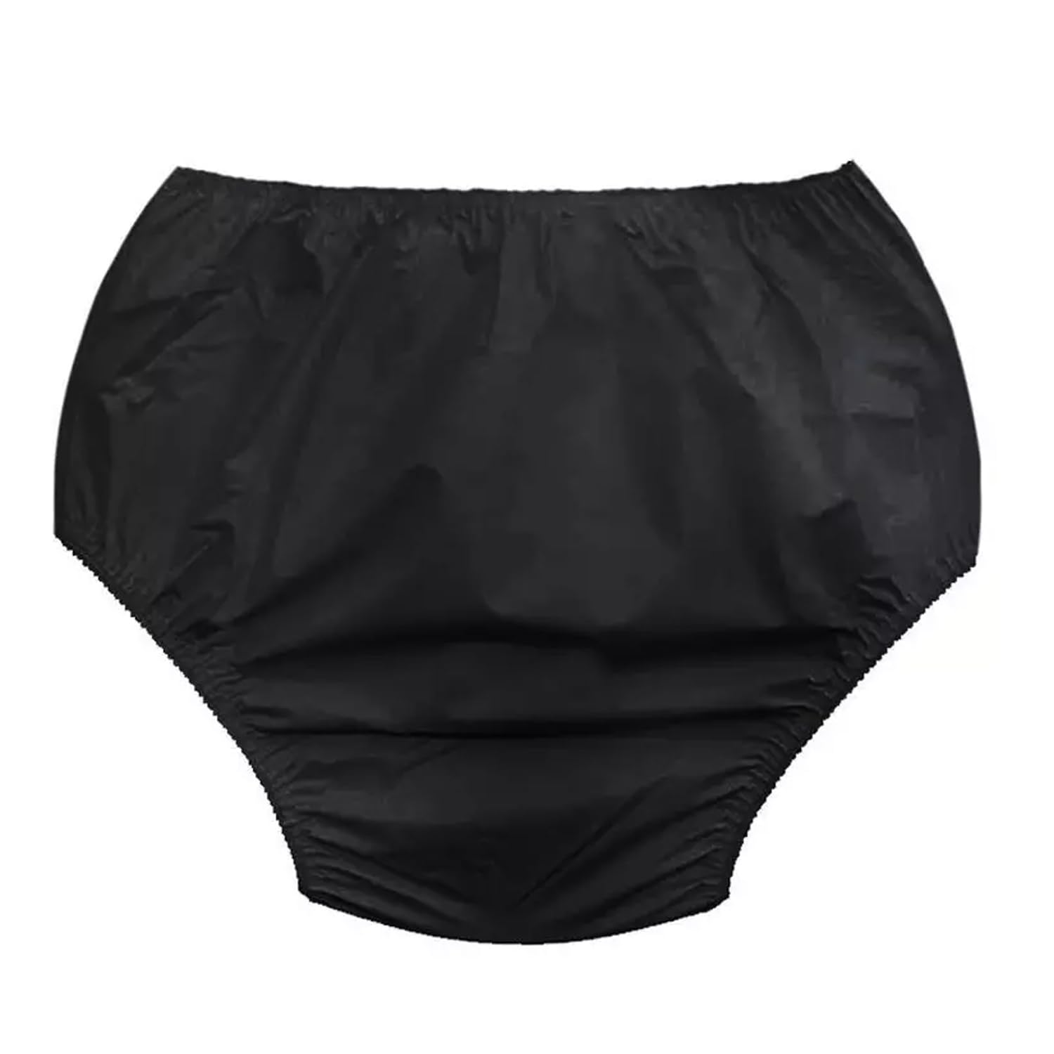 iTRONiK Unisex Nylon Plain Boxer Waterproof Incontinence Briefs Pants Knickers Underwear for Women & Men (Black, L)