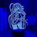 JYDNBGLS 3D Luce Notturna Anime Lampada Illusione Luce Notturna Led High School DxD Rias Gremory decorazioni per bambini camera da letto Brithday Gift Room High School DxD Manga Illuminazione