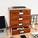 PACKGILO Wooden Storage Box with Drawers Vintage Office Supplies and Accessories Letter Tray Wood Desktop File Organizer 4 Tier Paper Sorter School Supply Holder Rustic Jewelry Box (LARGE BROWN)