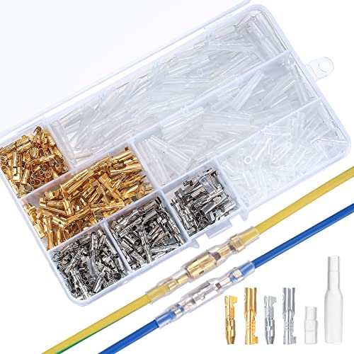 424 Stück 3,9mm Rundsteckverbinder Kit, Messing Klemmen Steckverbinder mit Isolationsabdeckung, Male & Female Bullet Stecker Rundstecker Rundsteckhülsen Kfz Motorrad Crimpstecker