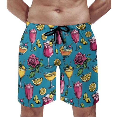 TZTTZT Men's Summer Juice Print Swim Trunks Board Shorts