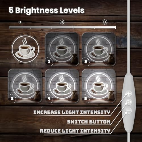 Image of Coffee Neon Sign for Coffee Shop Decor Dimmable Coffee Cup Neon Light for Cafe Restaurant Bar Kitchen Office USB Powered Light Up Business Store Sign Gift for Barista