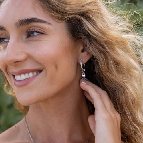 Purelei Elegante Vintage-Creolen für Frauen – 18K vergoldet, Zirkonia-Tropfen, Edelstahl (15,6 mm) - Schmuck für Frauen (Silver) – Ansicht 4