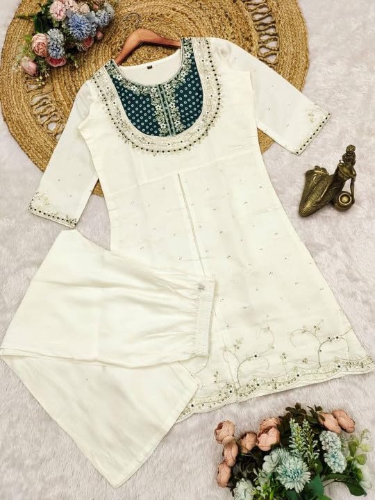 Image of Wedding Outfit For Women Embroidered Shrara Set For Women Designer Silk Kurta With Sharara Pants Festive Ethnic Wear Traditional Outfit For Celebrations Functions Ceremonies And Gatherings
