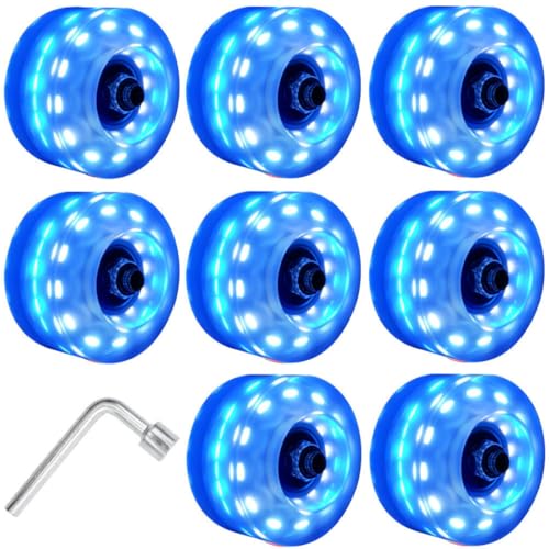 Roues de skateboard lumineuses 82A 58x32mm bleu pour roller quad 8PCS