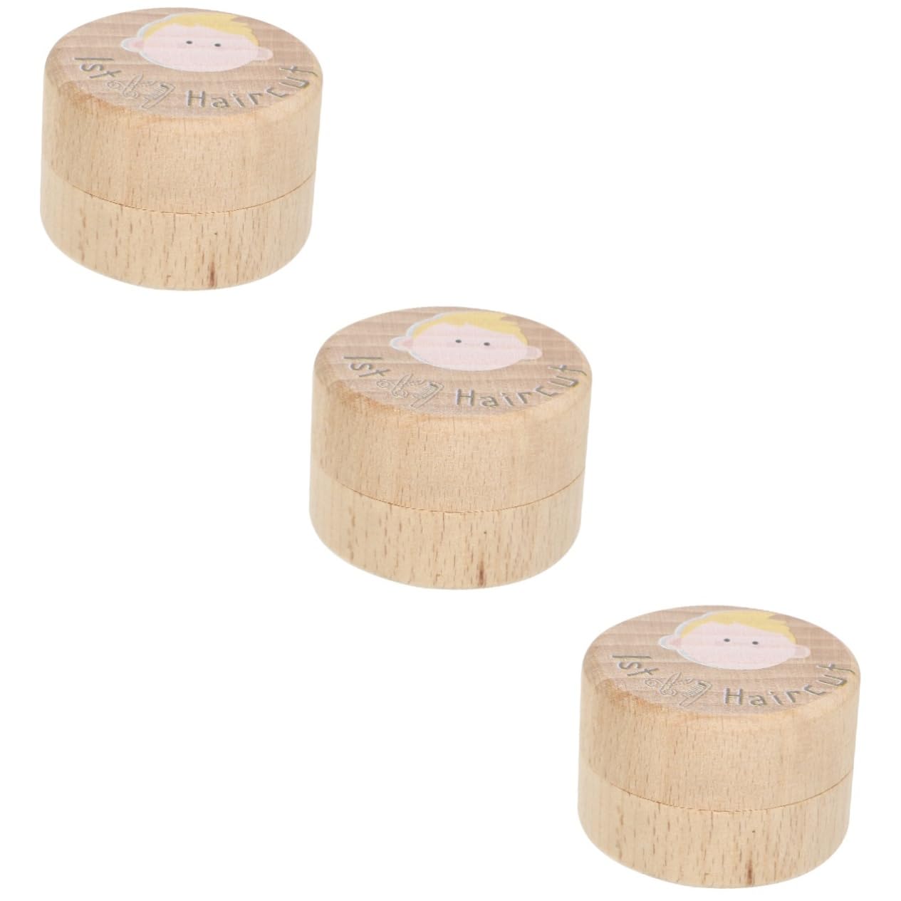 Abaodam 3pcs Box Wooden Haircut Keepsake Box for Boys and Girls First Haircut Memory Storage Cases Container for Boys Girls Nursery Birthday Party Gifts