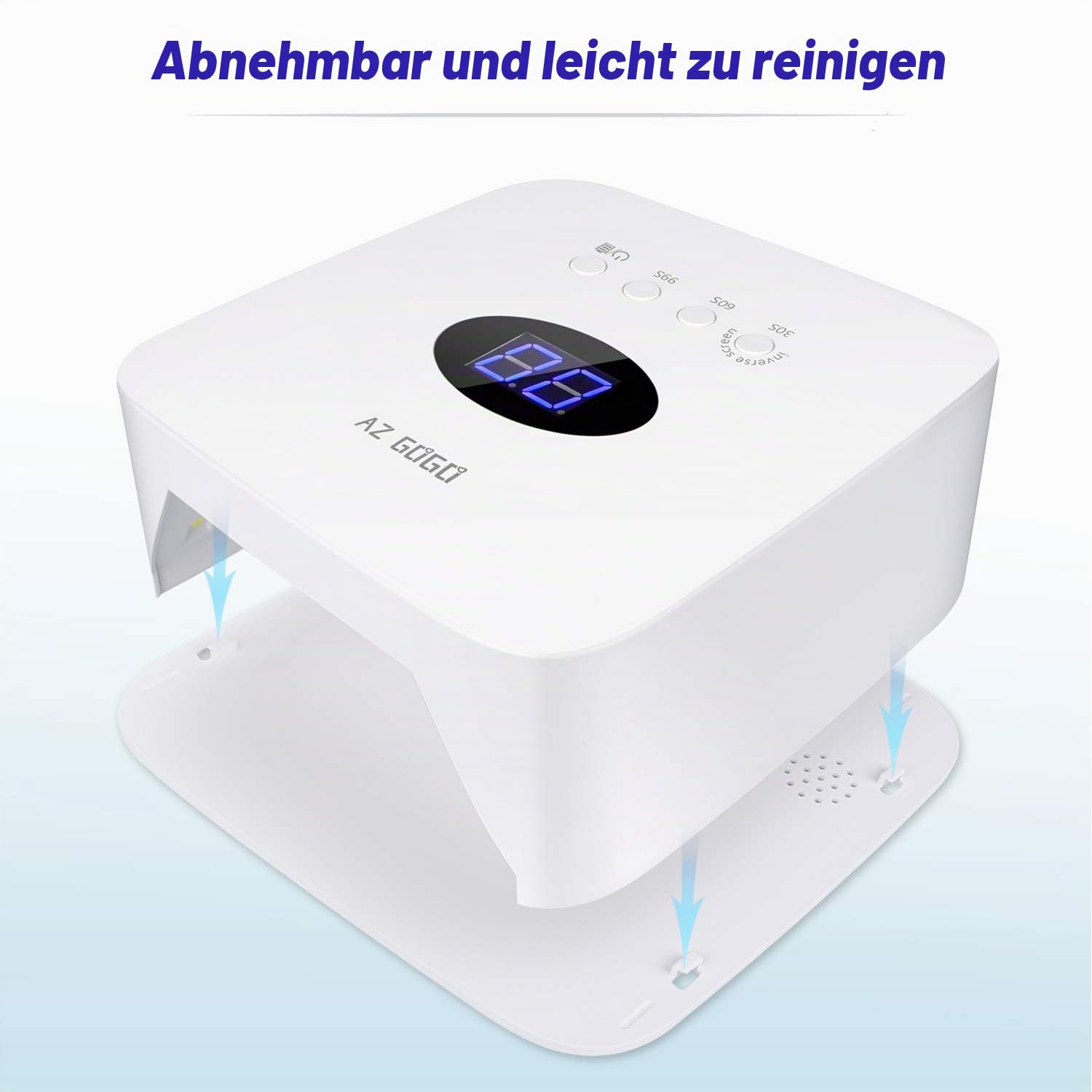 AZ GOGO 72W Nageltrockner LED UV Lampe für Gelnägel, Professionelle UV Nagellampe mit 30/60/99s Timer, Infrarot Sensor, LCD Display, Auto-Sensor, Geeignet für alle Gel, Wiederaufladbare & Tragbare