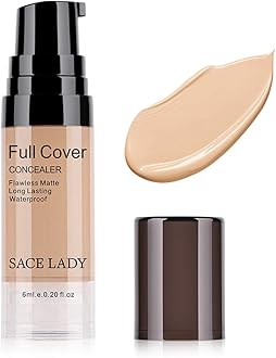 Pro Full Cover Liquid Concealer, Waterproof Smooth Matte Flawless Finish Creamy Concealer Foundation for Eye Dark Circles Spot Face Concealer Makeup, Size:6ml/0.20Fl Oz, Warm Natural