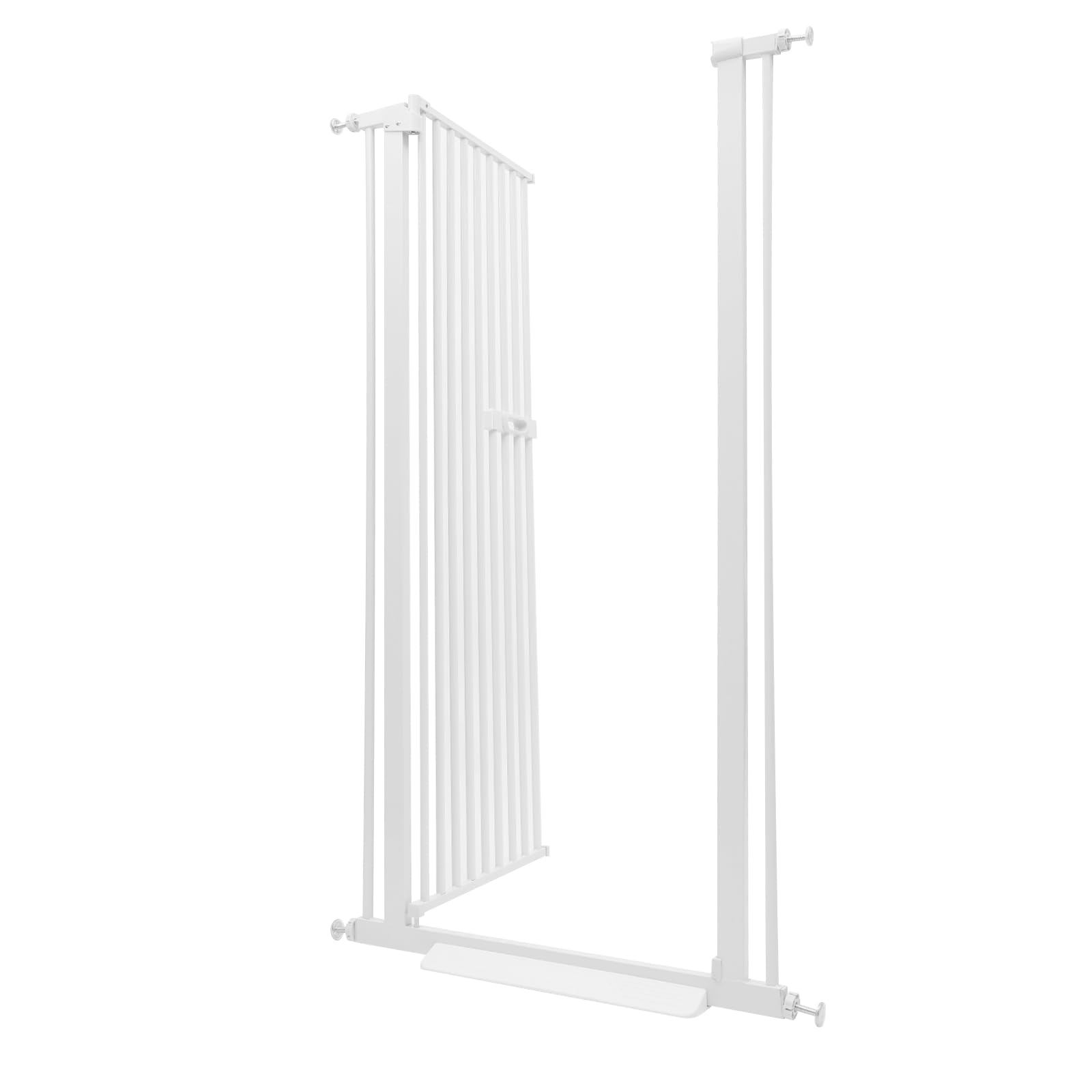 Puerta de seguridad para gatos extraalta, 150 cm, con ancho ajustable, sin taladrar, barrera para perros para niños y mascotas, color blanco