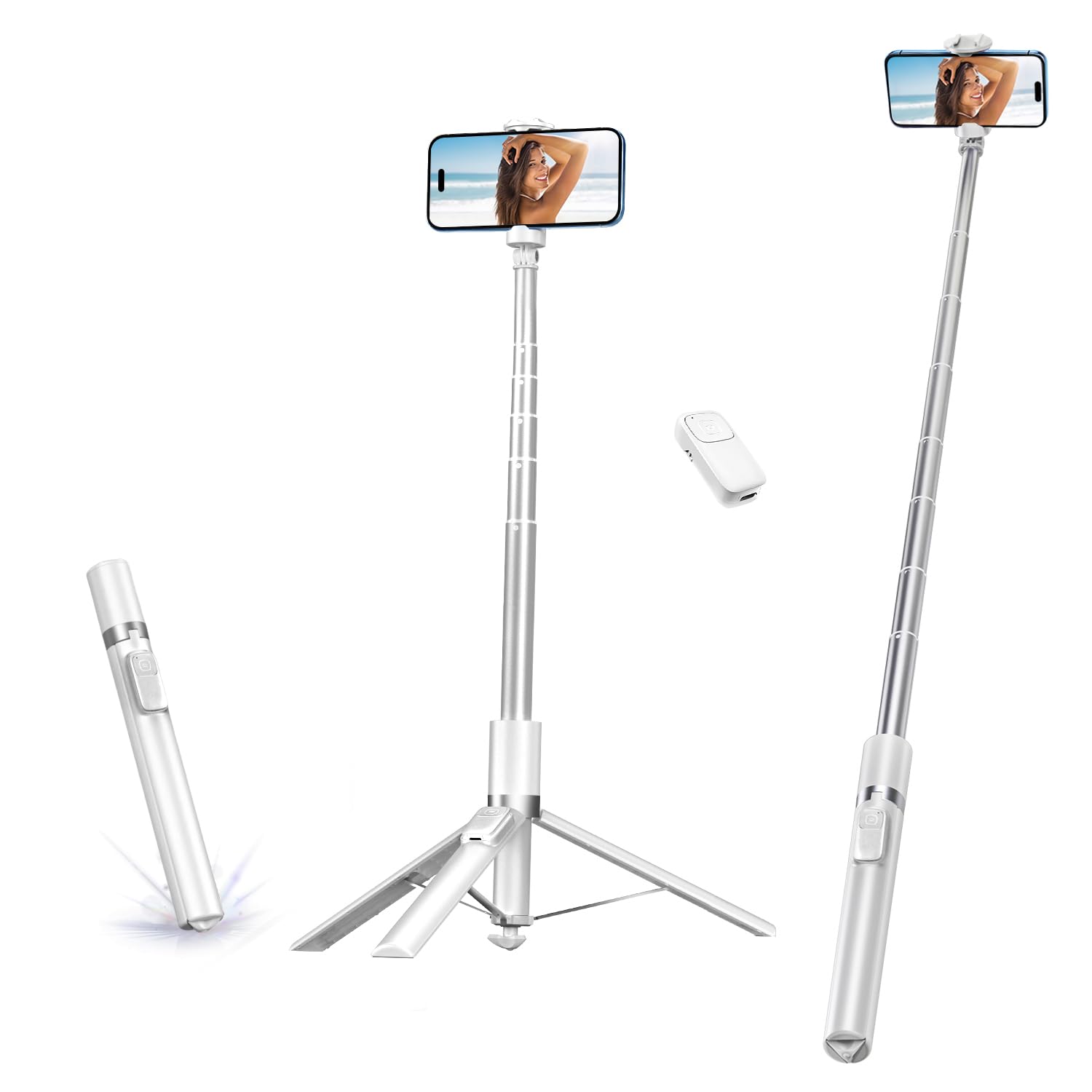 yAyusi Extendable Automatic Tripod for iPhone 67 7 Auto Open Close Cell Phone Tripod Stand Rotatable Selfie Stick