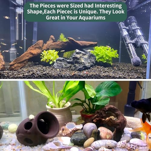 Image of Hamiledyi 3 Pcs Natural Driftwood for Aquarium 7-12 Inch Driftwood Branches Bearded Dragon Accessories Reptiles Aquarium Decoration Assorted Size Natural Habitat Decor Wood for Lizad