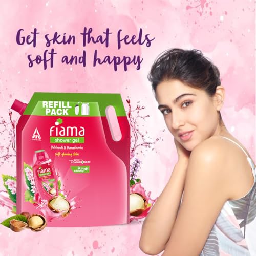 Image of Fiama Body Wash Shower Gel Patchouli & Macadamia, 1.4L Bodywash Refill Value Pouch for Women & Men with Skin Conditioners for Soft, Glowing Skin, Suitable for All Skin Types