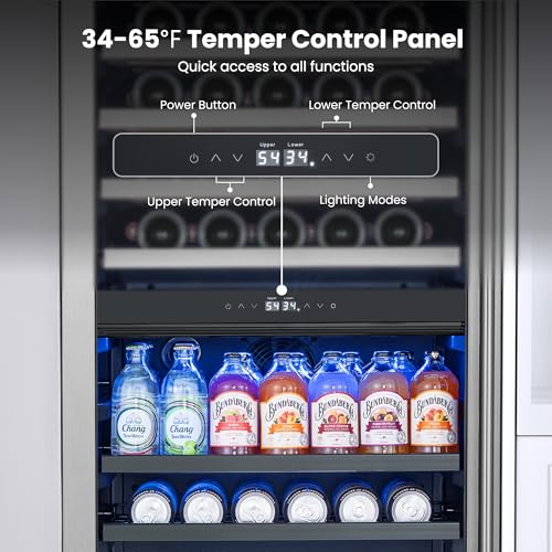 Image of Yeego 24 Inch Wine and Beverage Cooler, 182 Can 77 Bottle with Left-Hinged