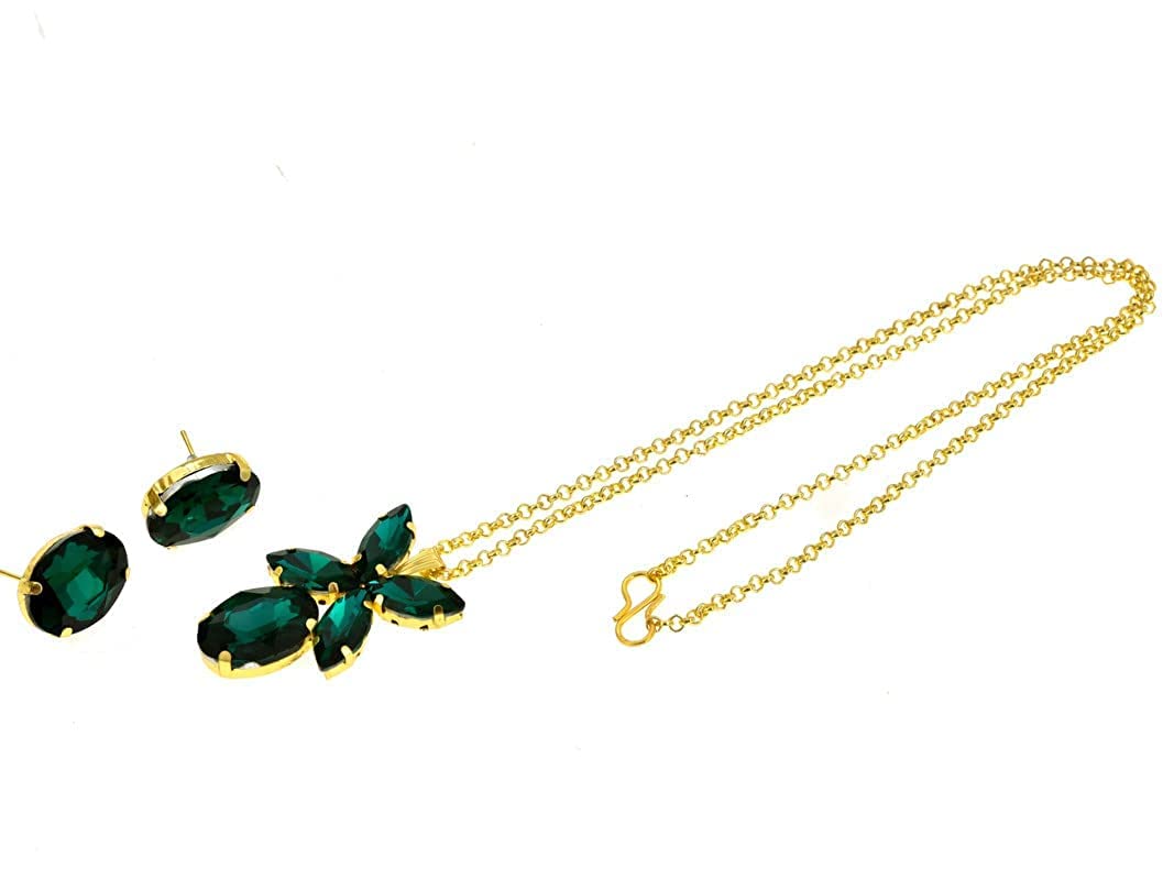 Handicraft Kottage Traditional Chain Pendent with Earring for Girl and Womens (Green) (B0C69H4S12) Amazon Price History, Amazon Price Tracker