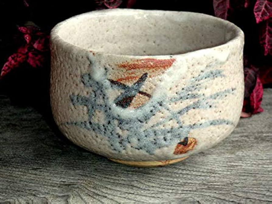 美濃焼　特上　志野　茶碗　在銘　桐箱付き　カイラギ　骨董品　古玩 ♥とても古い 特上 志野 茶碗 在銘 3 カイラギ 美濃焼 骨董 古玩 中国