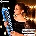 Eavnbaek 32 Keys Melodica Instrument, Soprano Melodica Air Piano Keyboard Pianica with 2 Soft Long Tubes, 2 Short Mouthpieces and Carrying Bag (Black+Blue)