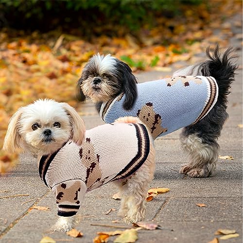 Cute Knit Bear Cardigan for Small Dogs and Cats - Warm Sweater Outfit (Beige, XS)
