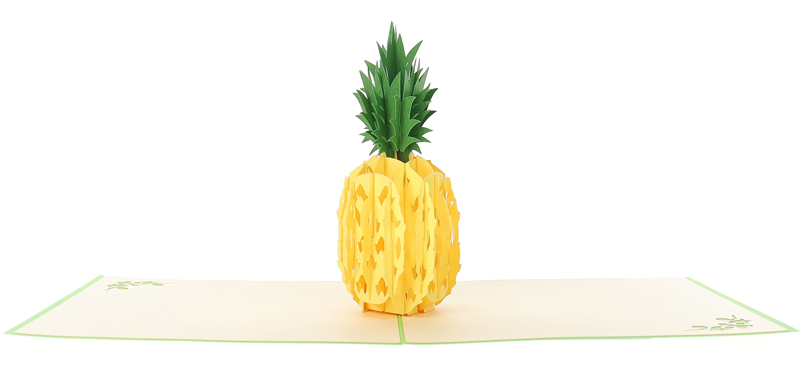 iGifts And Cards Tarjeta de felicitación 3D con diseño de piña hawaiana, color amarillo, dulce, tropical, verde, salud, Hawaii, medio pliegue, consigue bien, solo porque, amor, días especiales,