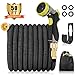 Produktbild PHYSEN Flexibler Gartenschlauch, 15m /50FT ausgedehnt Wasserschlauch mit 3-Fach Latexkern Gewebe und 8 Funktion Garten Handbraus, Verschraubungen aus hochwertigem Messing, Schwarz