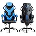 DREAMADE Sedia da Gioco Ergonomica e Girevole per Computer Sedia Gaming Reclinabile con Massaggio Supporto Lombare (Blu+Nero)