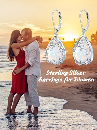 Celtic Filigree Earrings 925 Sterling Silver Teardrop Gemstone Dangle Earrings Fine Jewelry Birthday Christmas Gifts for Women3