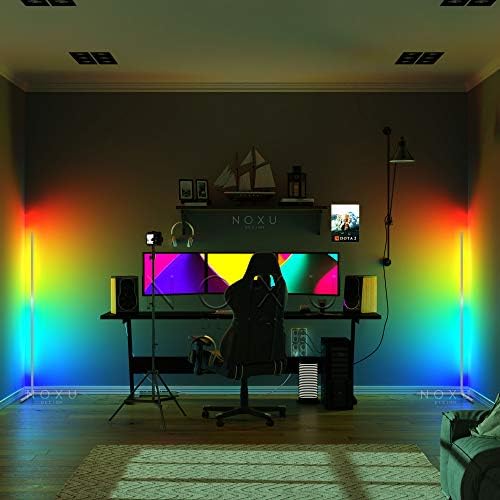 Kōnā Floor Lamp Colour Changing 140cm Tall Minimalist Nordic RGB LED Corner Lamp with Dimmable Remote Controller (White)