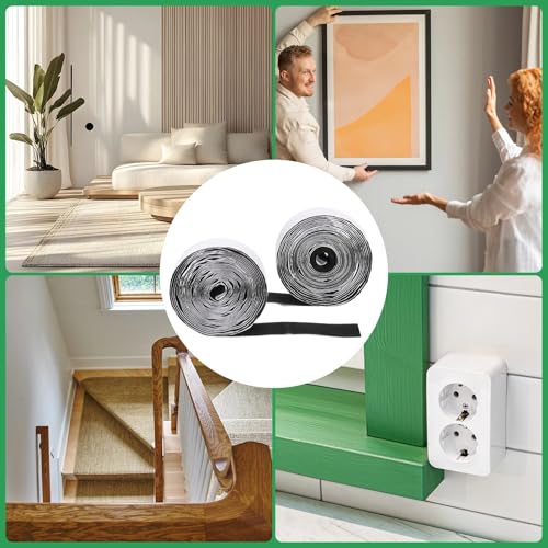 Image of WGLILO 2 Inch x 30 Feet Hook and Loop Strips with Adhesive, Double Sided Nylon Self Adhesive Tape for Home Office School and Crafting, Prevent Sofa Cushions, Mats, Mattresses from Sliding, Black