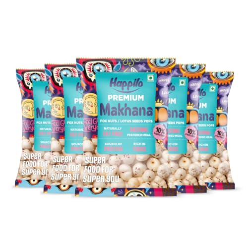 Image of Happilo Premium All Natural Fox Nuts (Phool Makhana) 100g (Pack of 5) | Lotus Seeds, Gorgon Nuts, Puffed Kernels, Hand-Picked