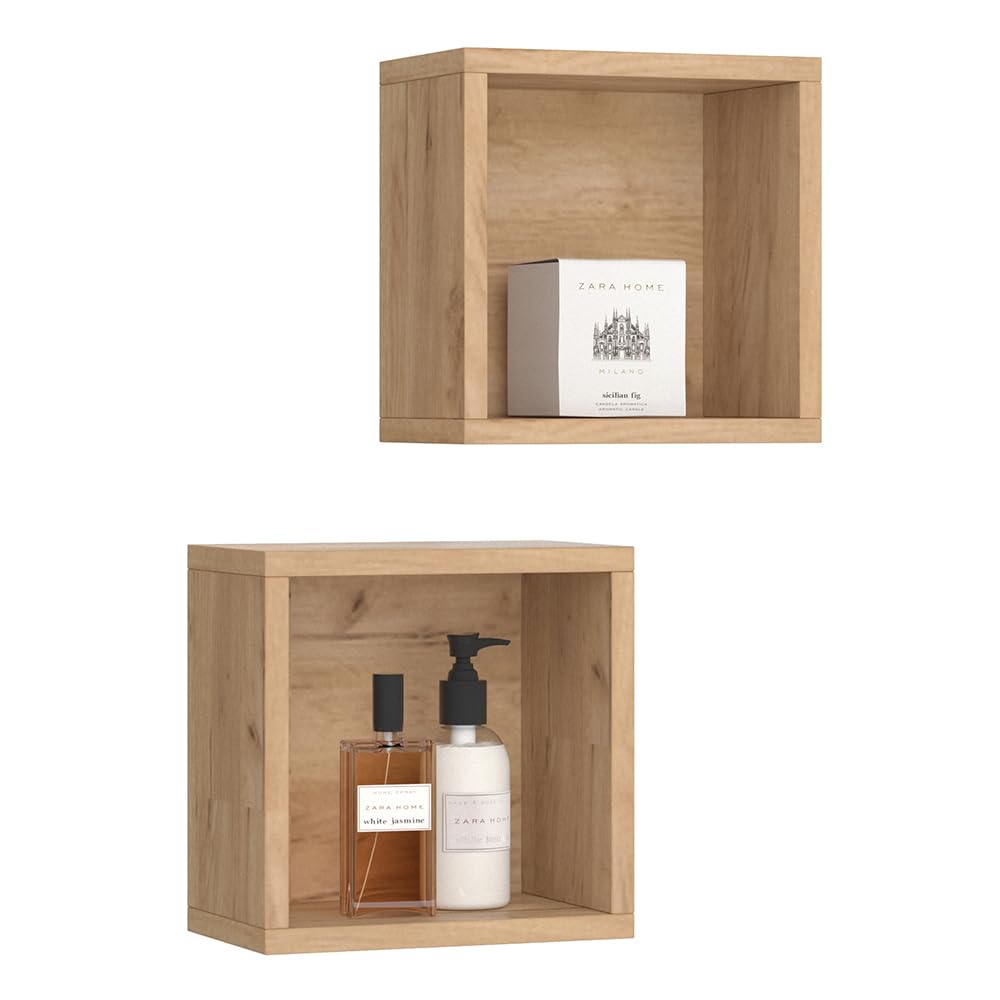 Vicco Mensola a muro Senyo, rovere Goldkraft, 25 x 25 cm set da 2, per il bagno, Tanto spazio per gli utensili da bagno