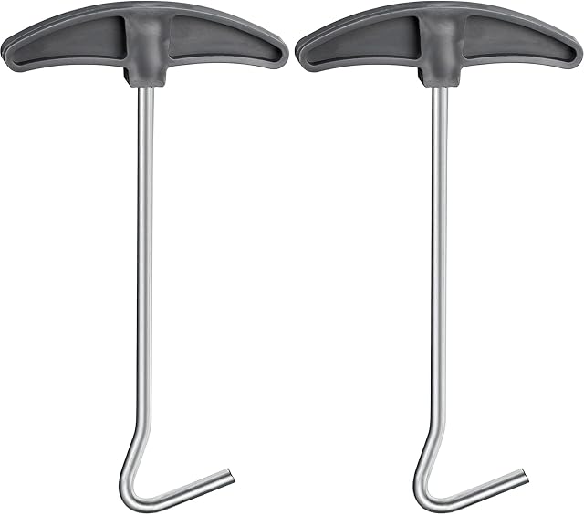 LUOCAI 2 Pieces Tent Peg Ground Hook Pullers Extractor Remover Heavy Duty Tent Peg Puller with Plastic Handles for Camping Outdoor