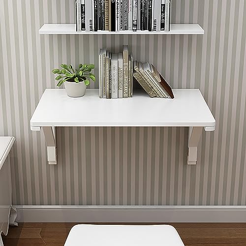 Bureau mural pliable en bois blanc pour ordinateur portable