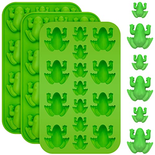 Tessco for you 3 Pieces Silicone Frog Chocolate Mold Funny Candy Molds Passover Jelly Ice Tray Gummy Animal Mold for Holiday Birthday Wizard Party Cake Decoration Kitchen Gift (Green)
