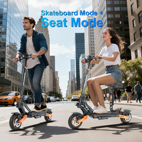 Electric Scooter Adults, 1600 W Motor Up to 50 Miles Range & 40 MPH Top Speed, 10″ Off Road Tire Folding E-Scooter with Detachable Seat for Teen Commuting (UL 2272tested)
